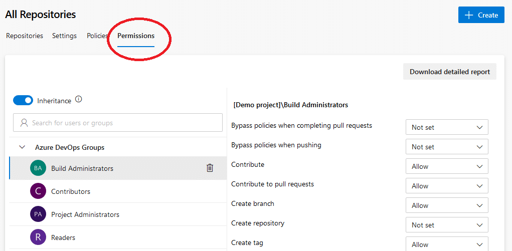 Azure DevOps set repository permissions