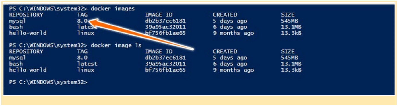 the docker images or docker image ls command